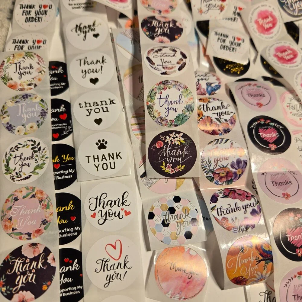 200 mixed thank you stickers size 1”